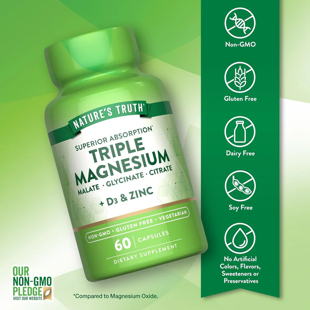 Triple Magnesio + Zinc+ Vitamina D - 60 cápsulas