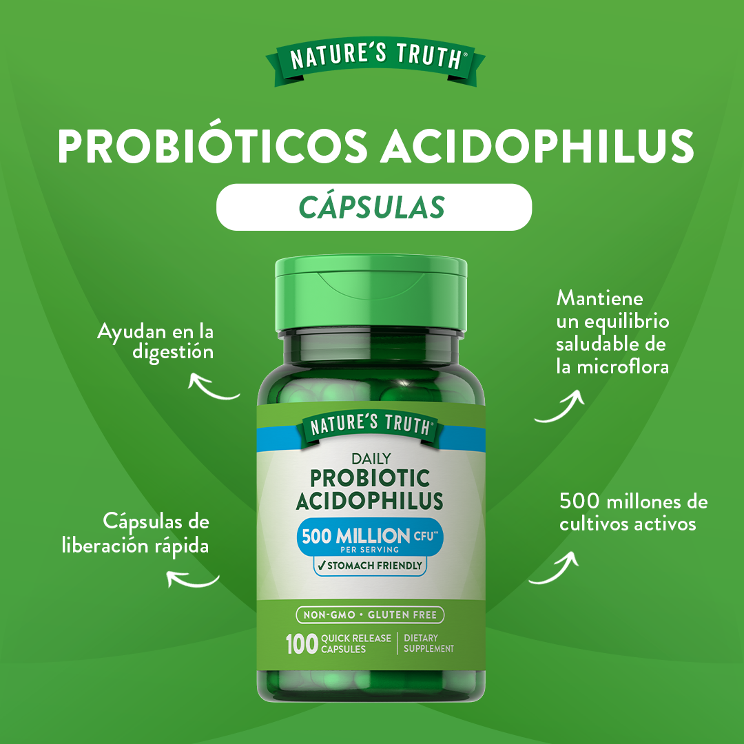 Probióticos Acidophilus - 100 Cápsulas