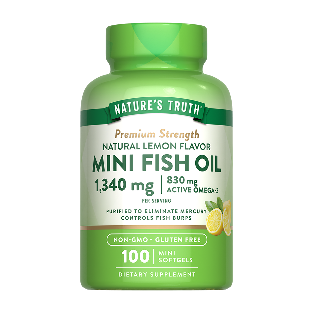 Omega 3 Mini Fish Oil 1340 mg con esencia de limón - 100 Cápsulas Blandas