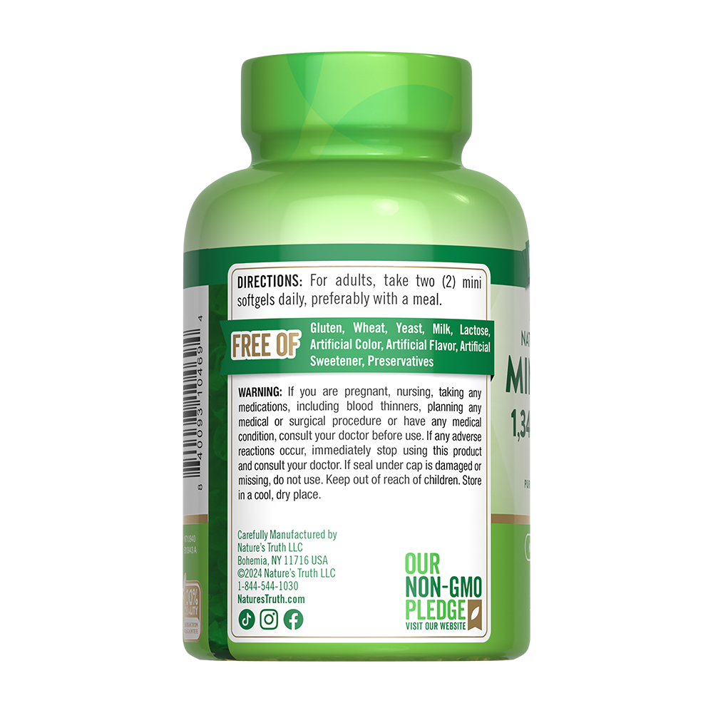 Omega 3 Mini Fish Oil 1340 mg con esencia de limón - 100 Cápsulas Blandas