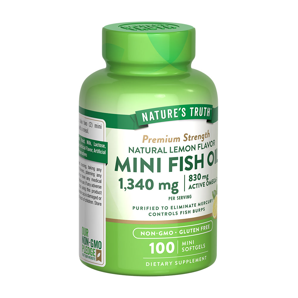 Omega 3 Mini Fish Oil 1340 mg con esencia de limón - 100 Cápsulas Blandas