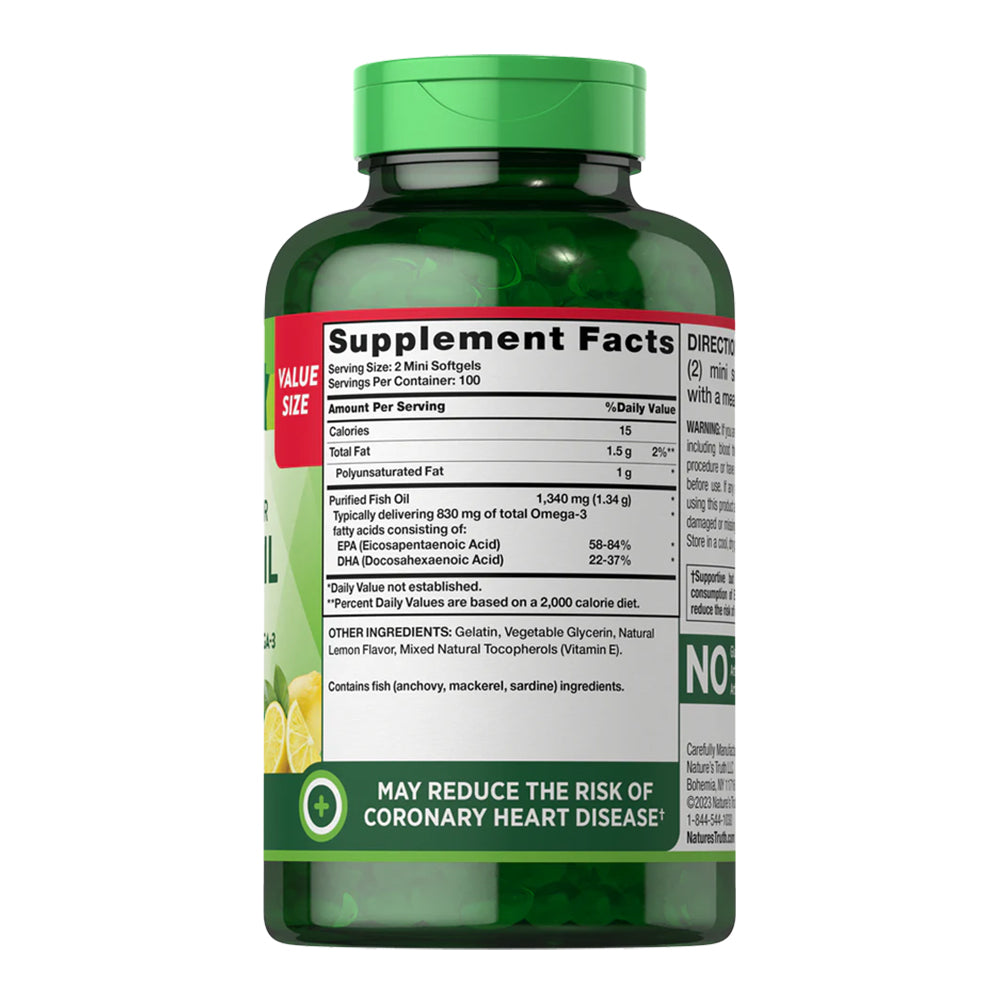 Omega 3 Mini Fish Oil 1340 mg - 200 Cápsulas Blandas