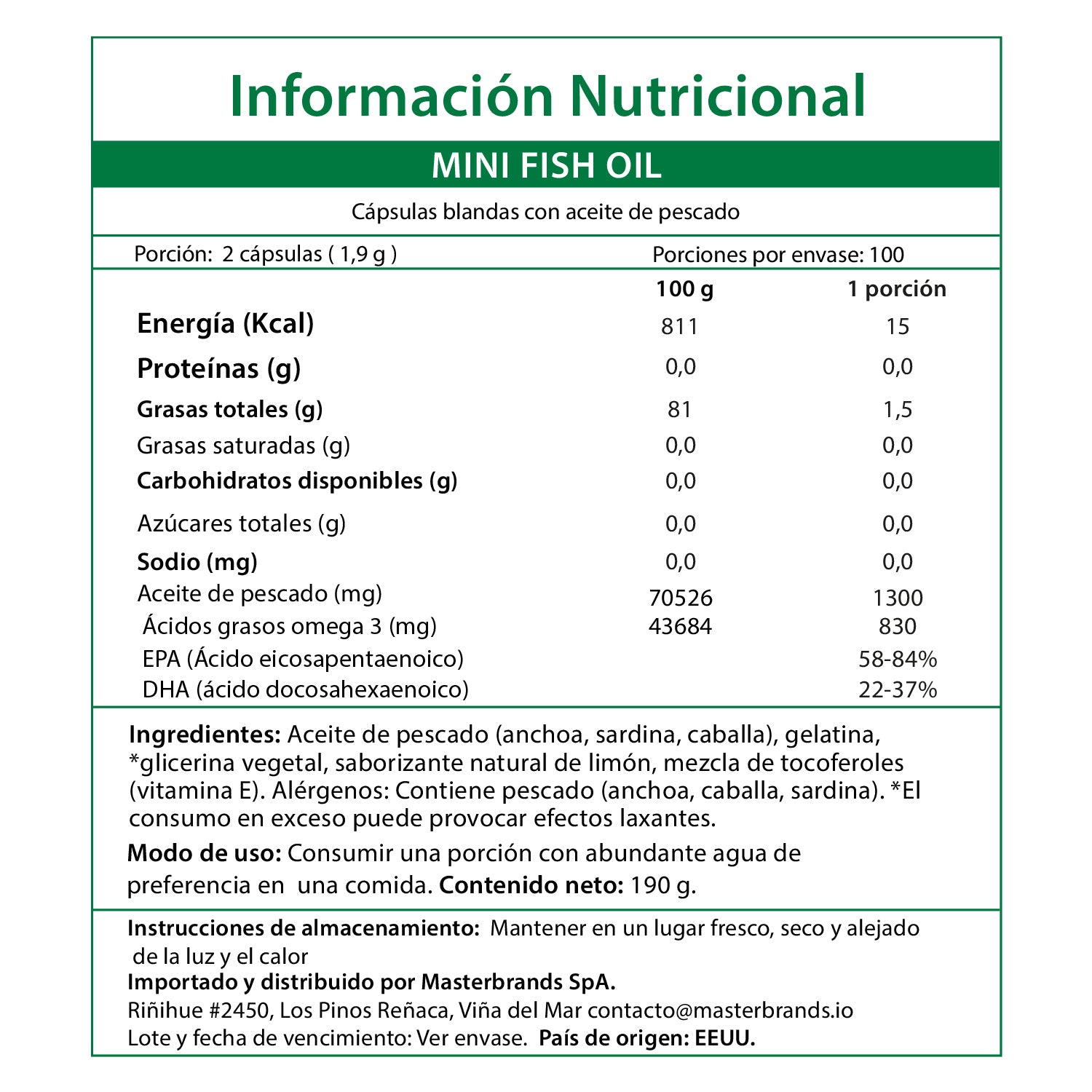 Omega 3 Mini Fish Oil 1340 mg - 200 Cápsulas Blandas
