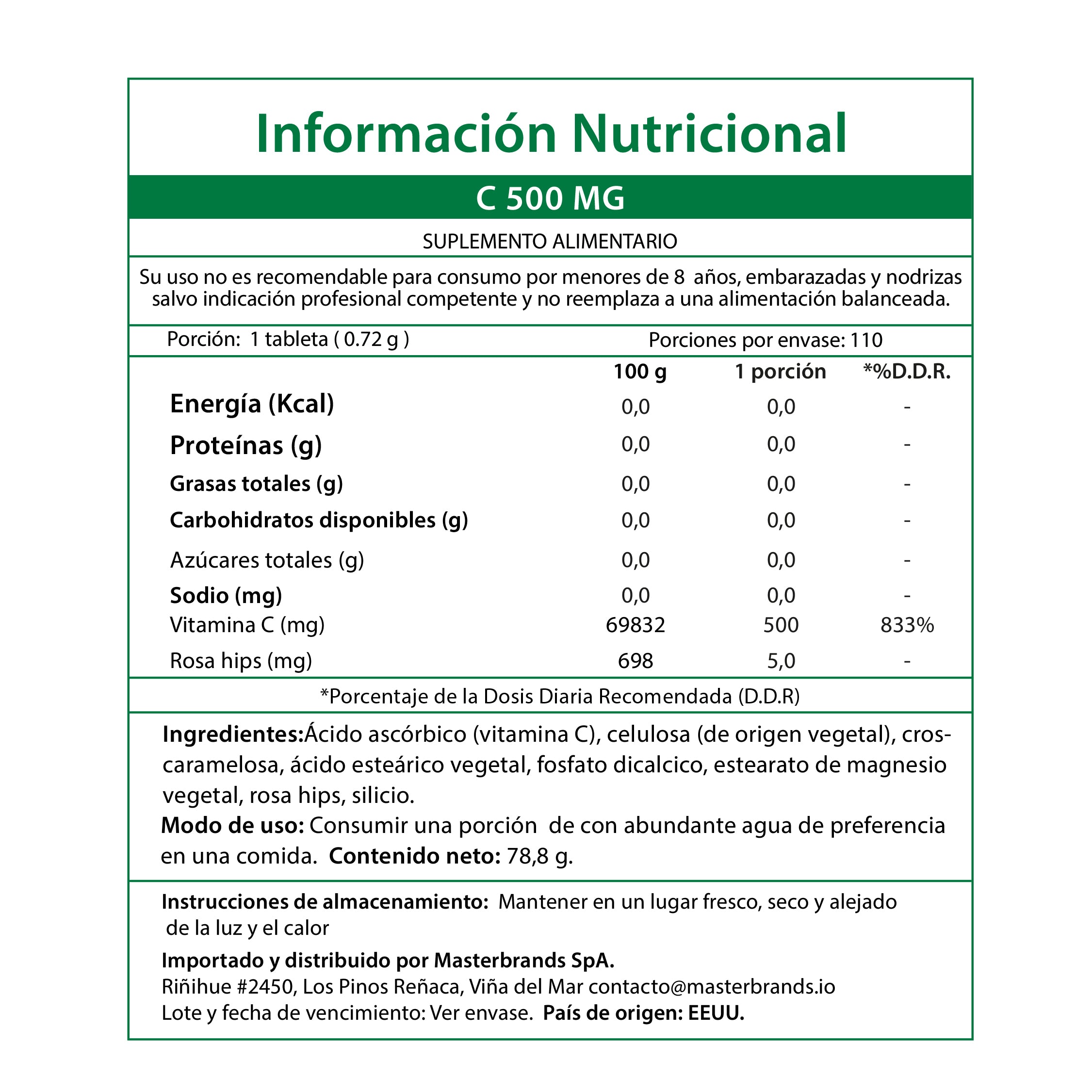 Vitamina C 500 mg - 110 Comprimidos