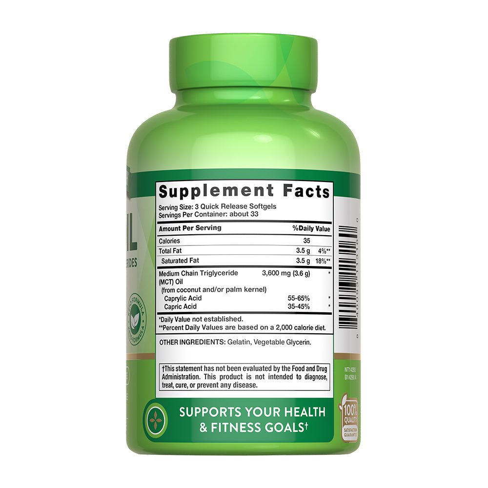 MCT Oil 3.600 Mg – 100 Cápsulas Blandas