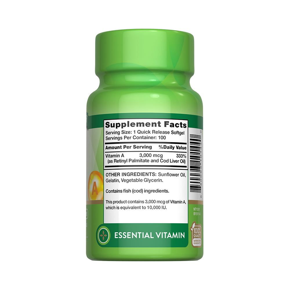 Vitamina A 3.000 MCG (10,000 UI) - 100 Cápsulas Blandas