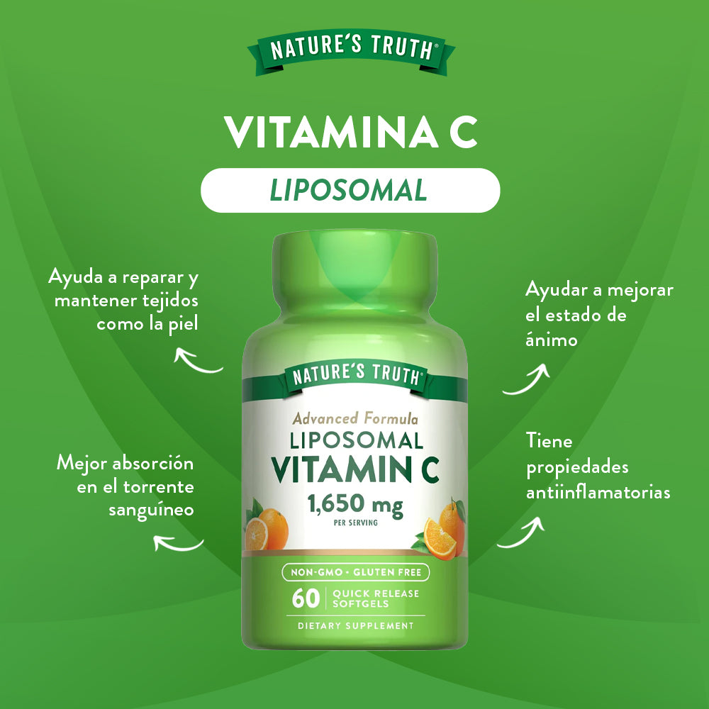 Vitamina C Liposomal 1650 mg - 60 cápsulas Liberación rápida