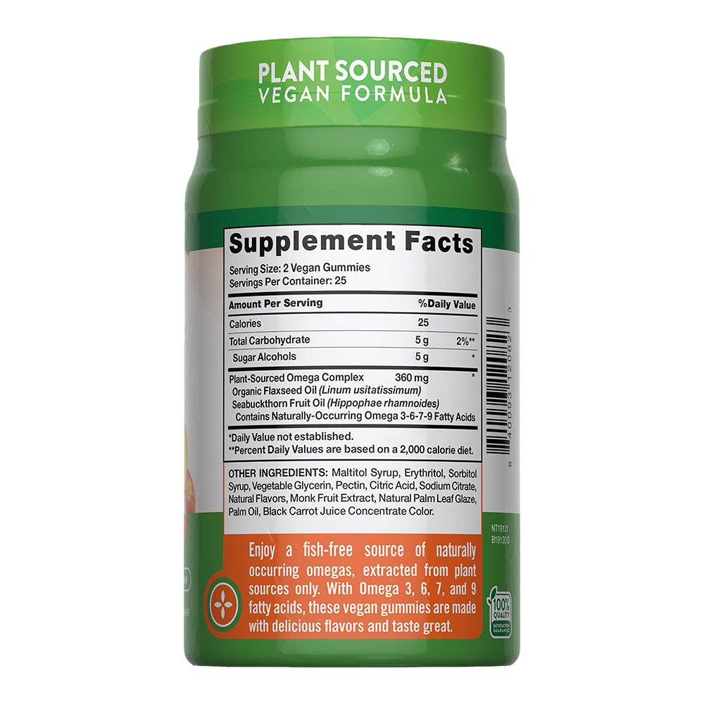 Gomitas de Omega 3-6-7-9 Vegano 360 Mg - 50 Gomitas Veganas