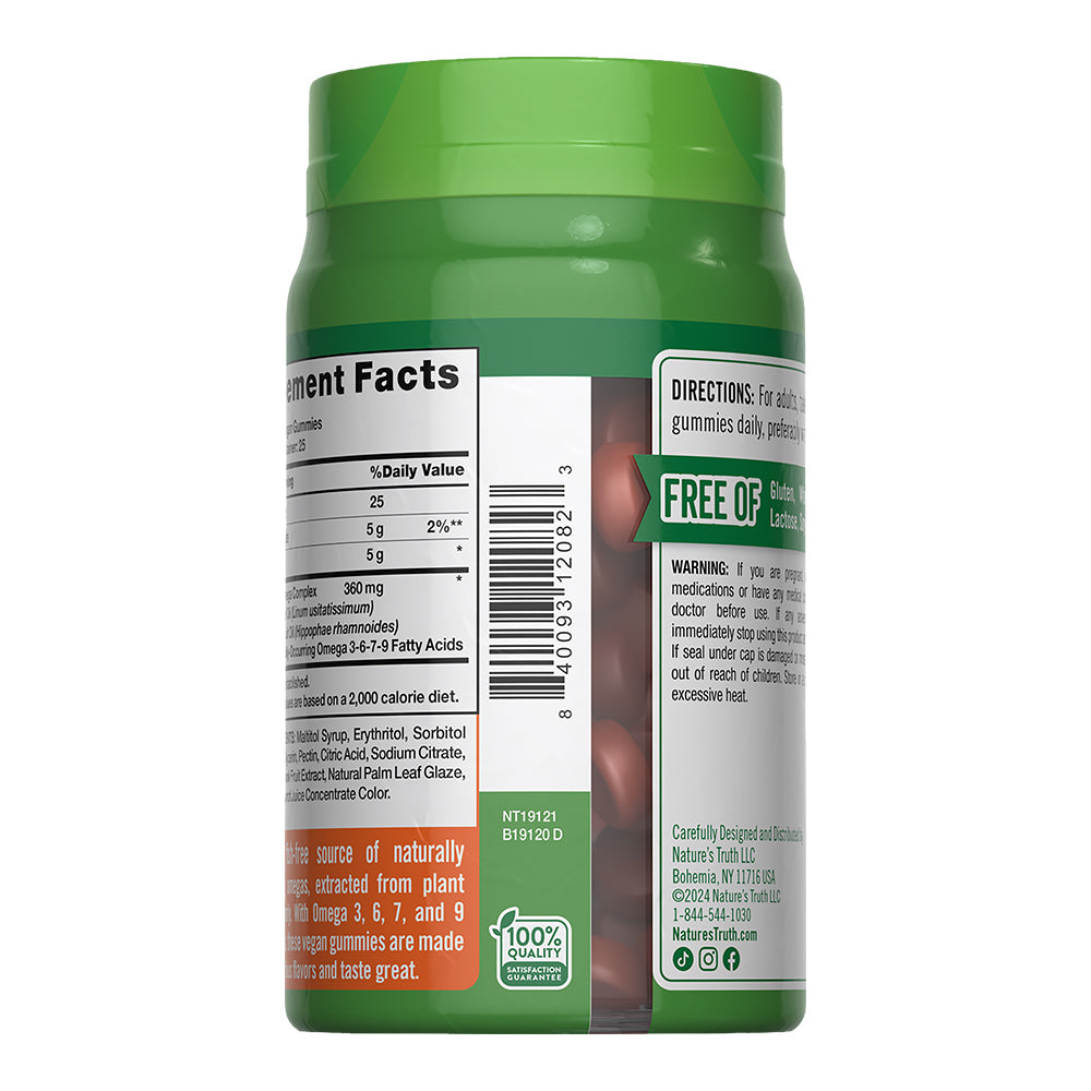 Gomitas de Omega 3-6-7-9 Vegano 360 Mg - 50 Gomitas Veganas