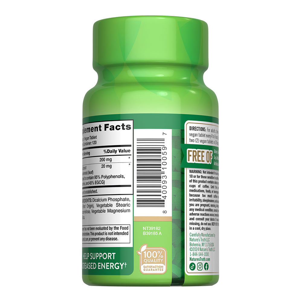 Cafeína 200 Mg con Té Verde – 120 Tabletas