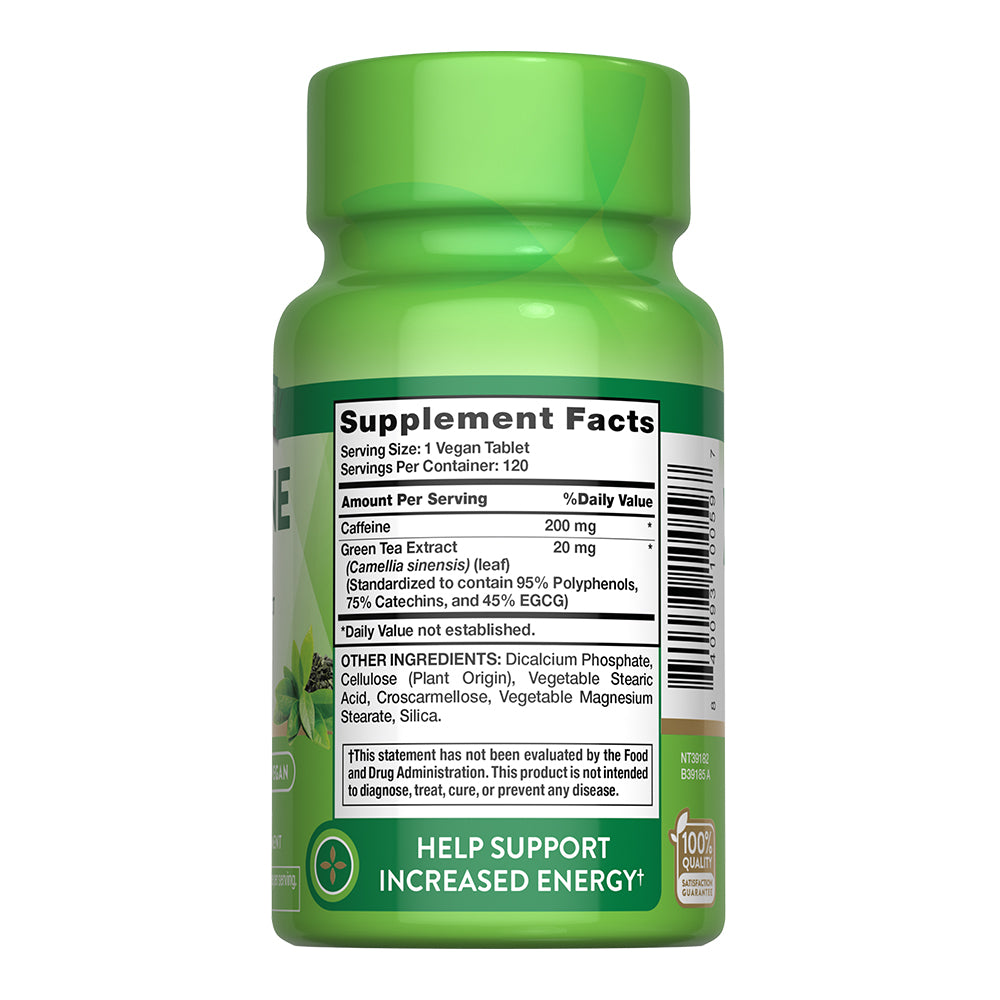 Cafeína 200 Mg con Té Verde – 120 Tabletas
