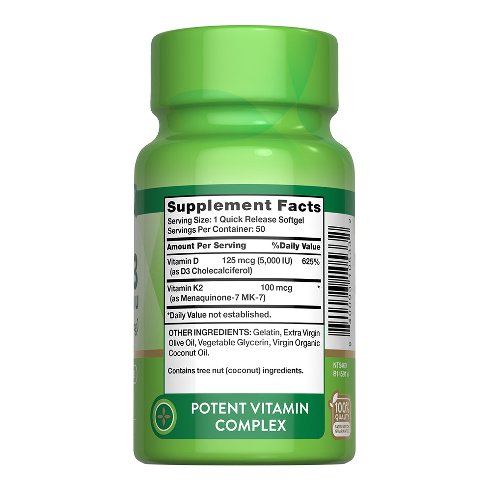 Vitamina Ultra K-2 + MK-7 +D3 - 50 Cápsulas