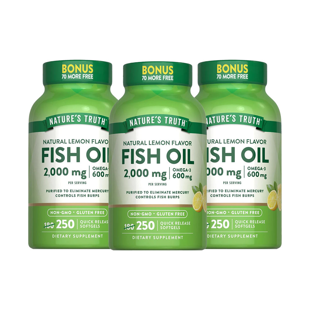 Pack x3 Omega 3 Fish Oil 2000 mg con esencia de limón - Cápsulas Blandas