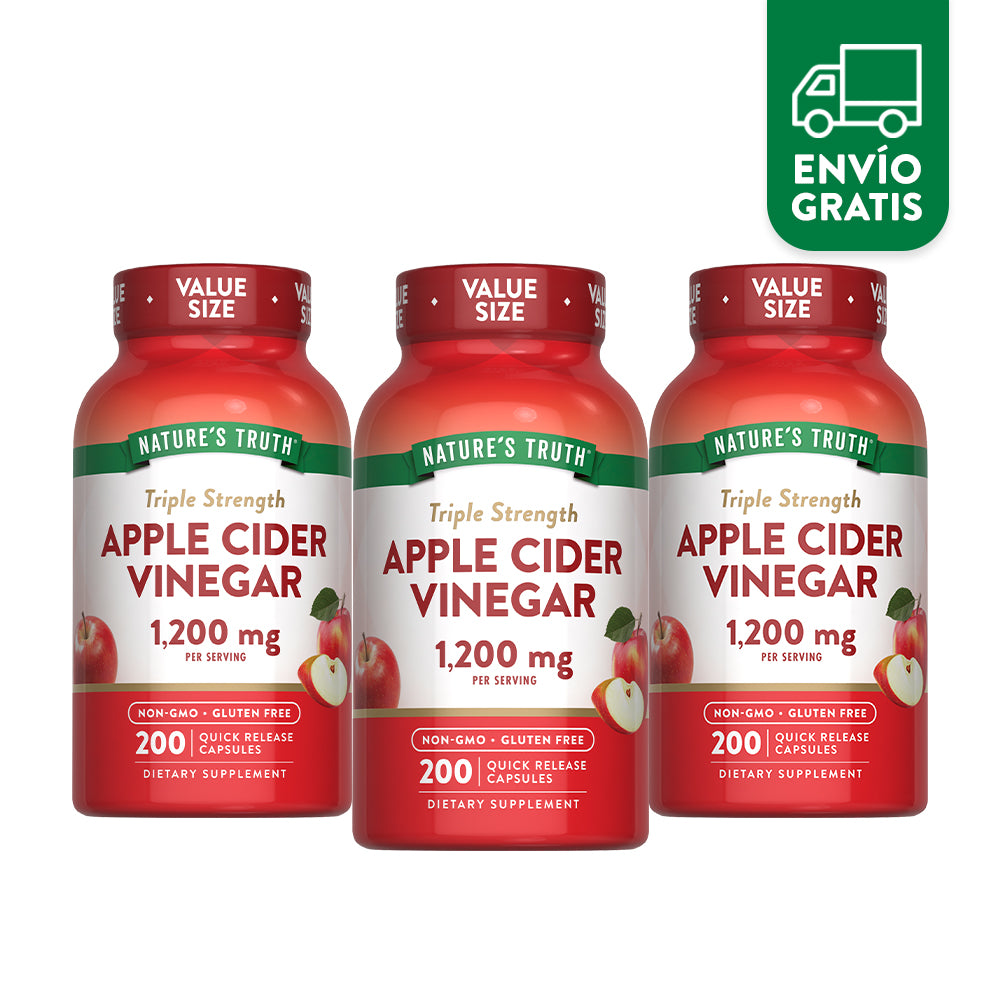 Pack 3x Vinagre de Manzana 1200 Mg - 200 Cápsulas