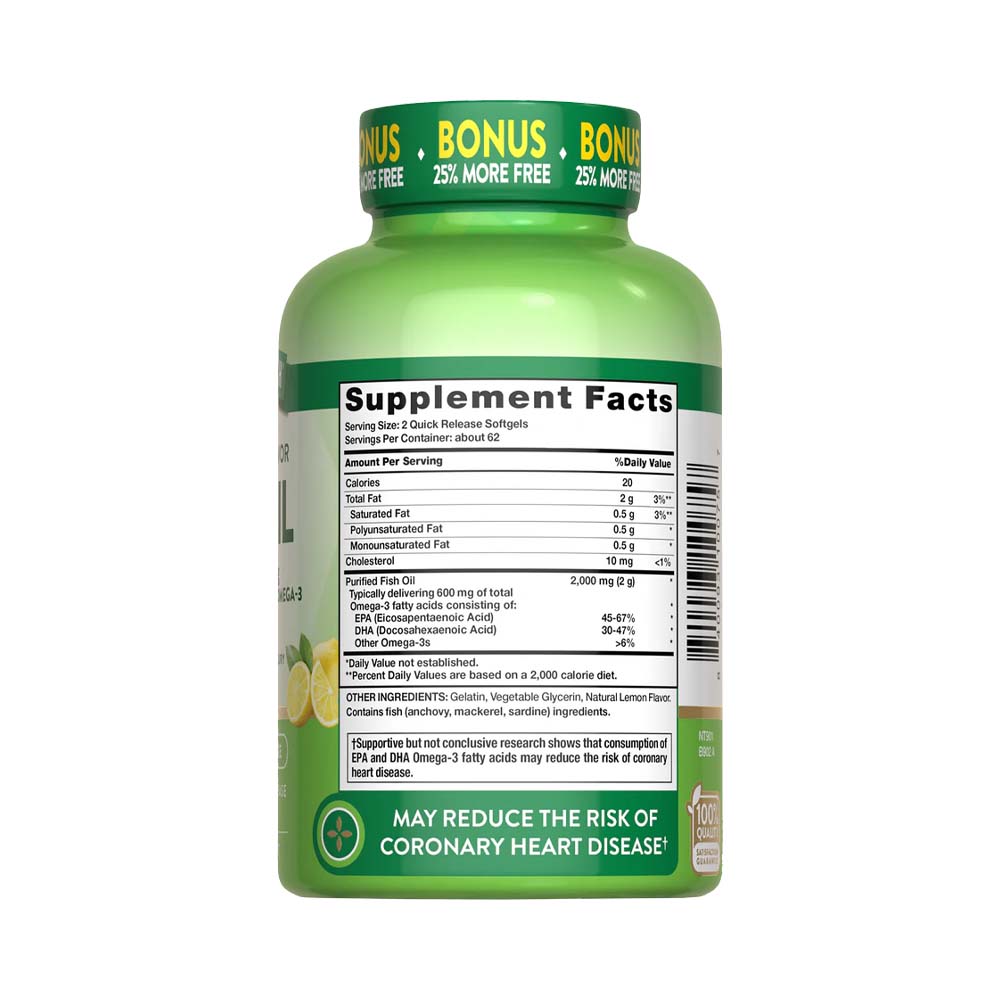 Omega 3 Fish Oil 2000 mg con esencia de limón - Cápsulas Blandas