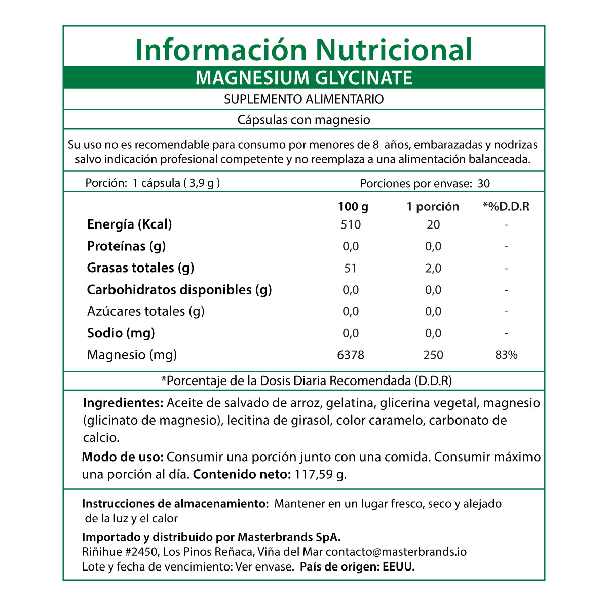 Magnesio Glicinato 250 mg - 60 Softgel de rápida absorción