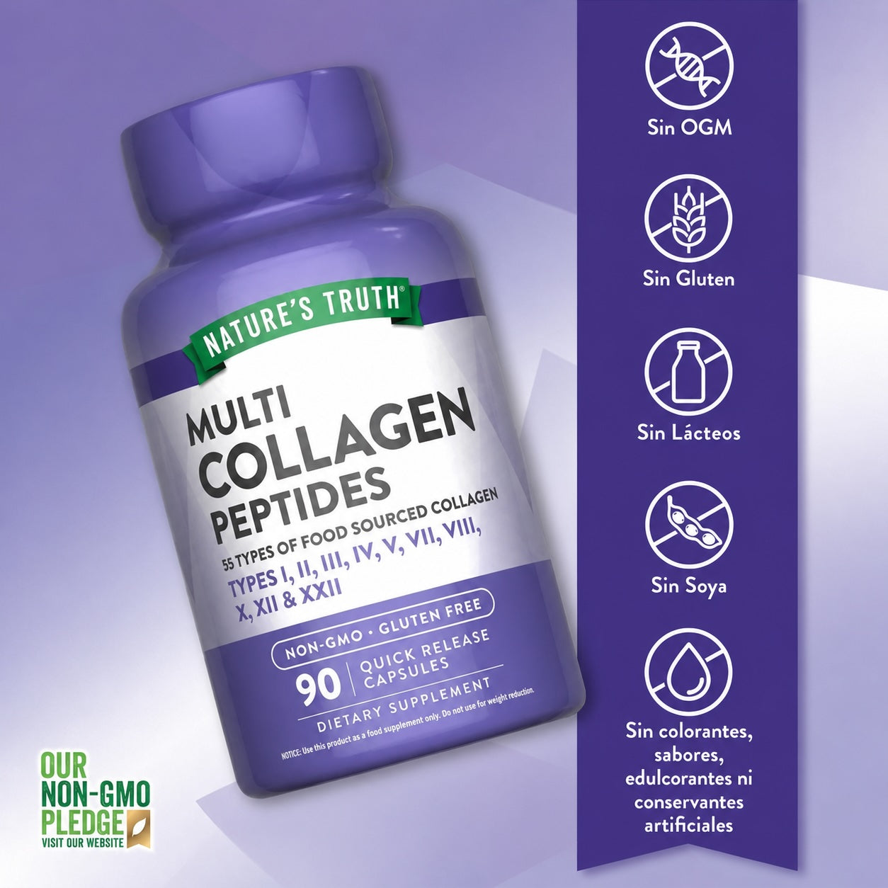 Multi Collagen Complex Colágeno Tipo I, II, III, V, X - 90 Cápsulas