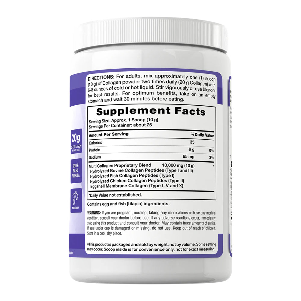 Multi Colágeno Complex Colágeno 20gr Tipo I, II, III, IV, V, VII, VIII, X, XII & XXII En Polvo - 255 Grs