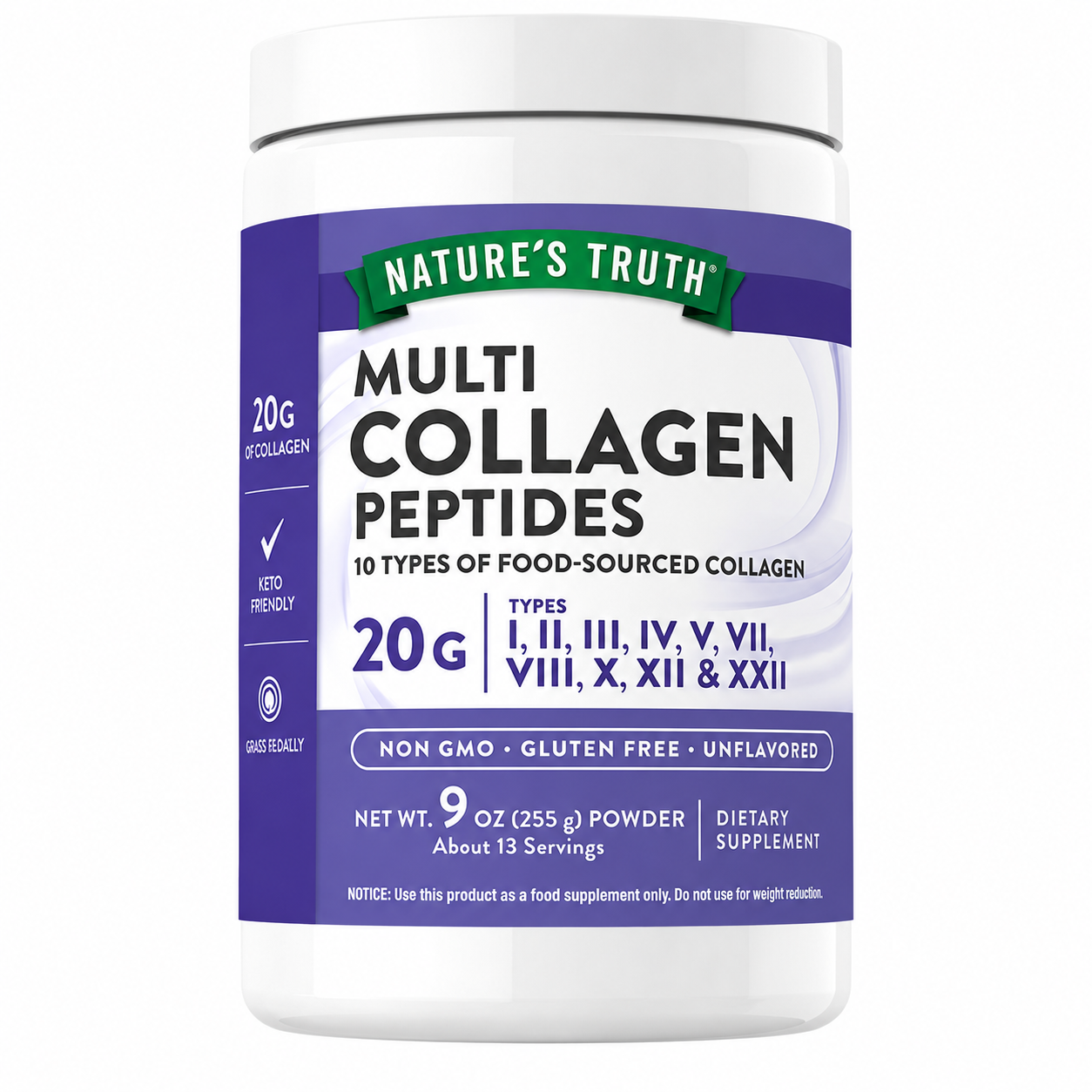 Multi Colágeno Complex Colágeno 20gr Tipo I, II, III, IV, V, VII, VIII, X, XII & XXII En Polvo - 255 Grs