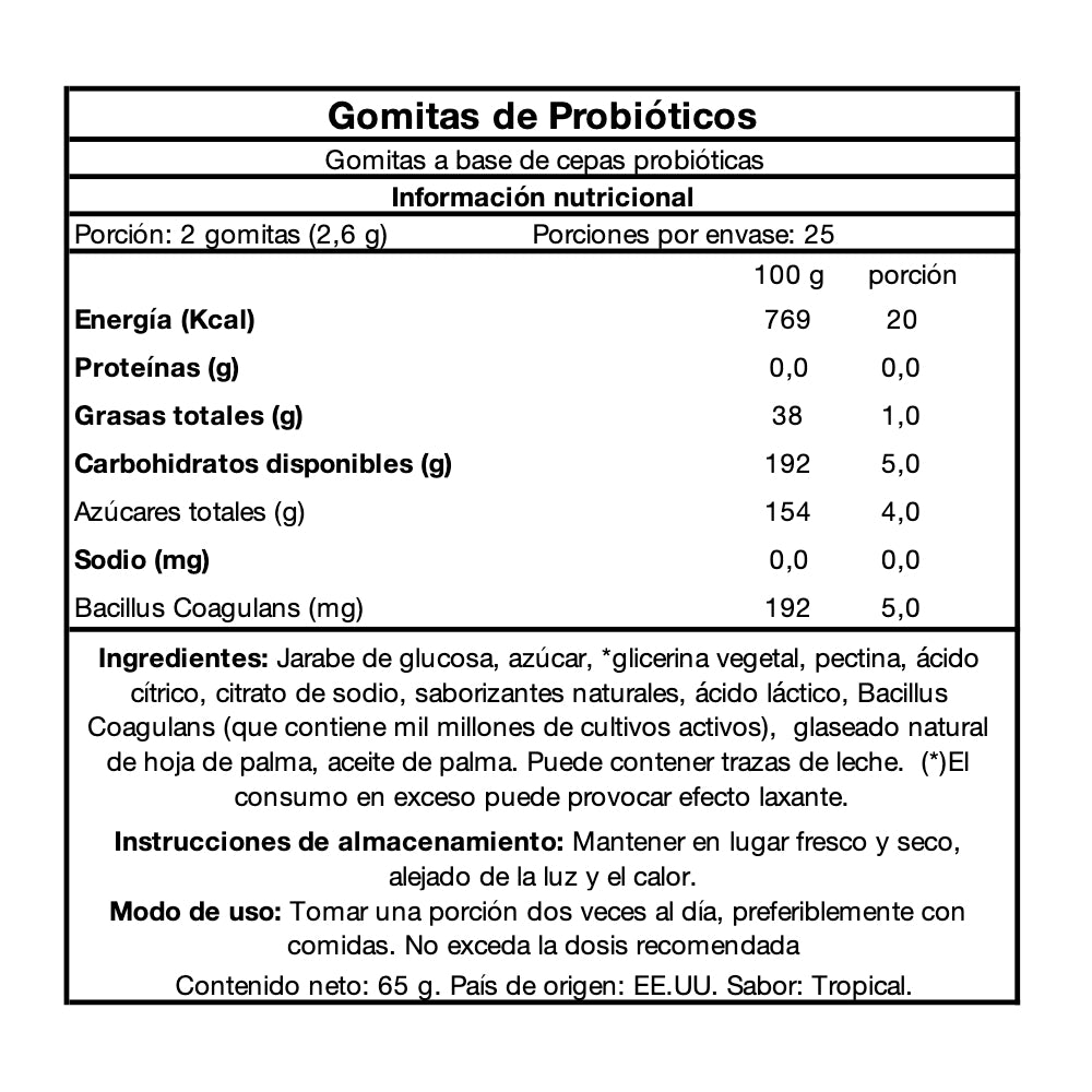 Gomitas de Probióticos - 50 Gomitas Veganas