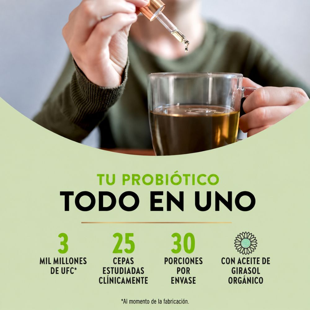 Probiótico líquido Raw Flora 3 billones + 25 cepas vivas | 30 ml - 30 servicios