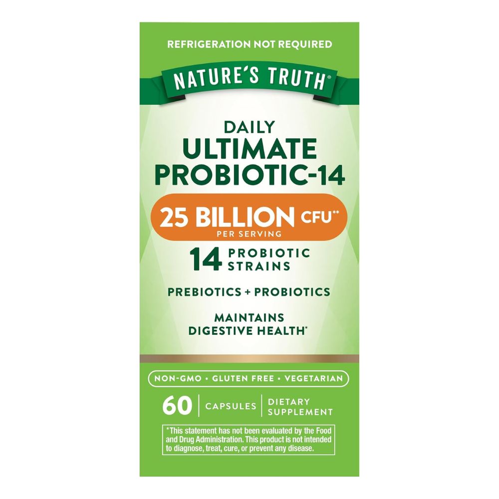 Probiótico de Alta Potencia 25.000 Millones UFC + Inulina Orgánica – Salud Intestinal para Hombres y Mujeres - 60 cápsulas