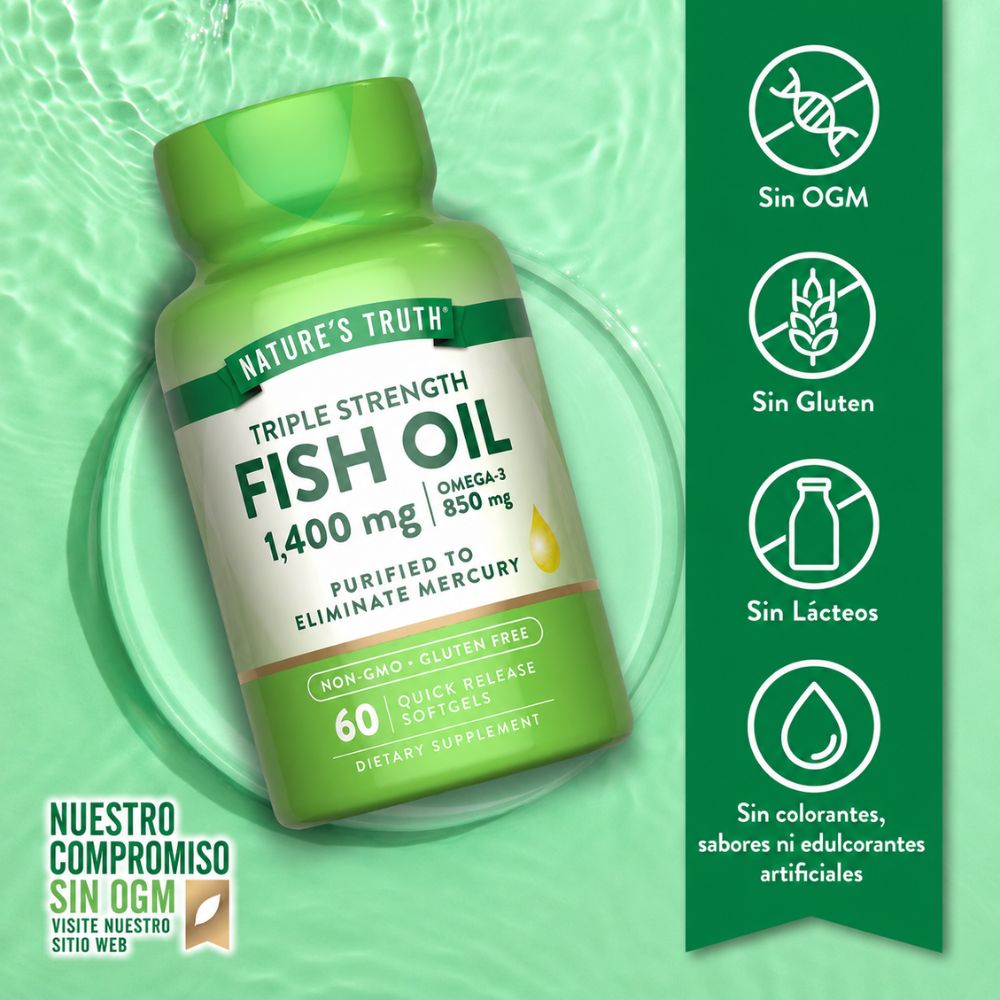 Omega 3 Fish Oil 1400 mg con esencia de limón - 60 Cápsulas Blandas