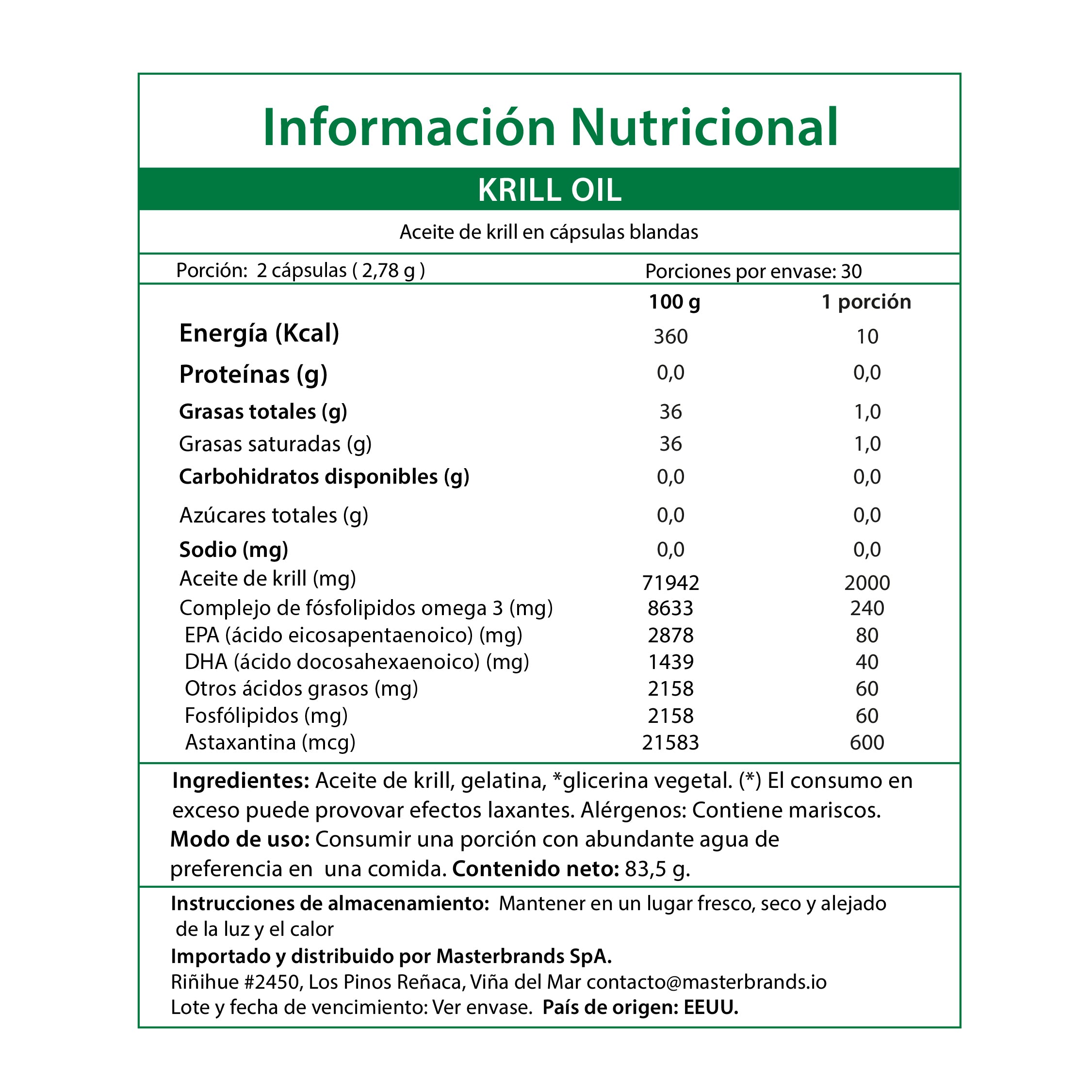 Krill Oil Omega 3 2.000 Mg - 60 Cápsulas Blandas