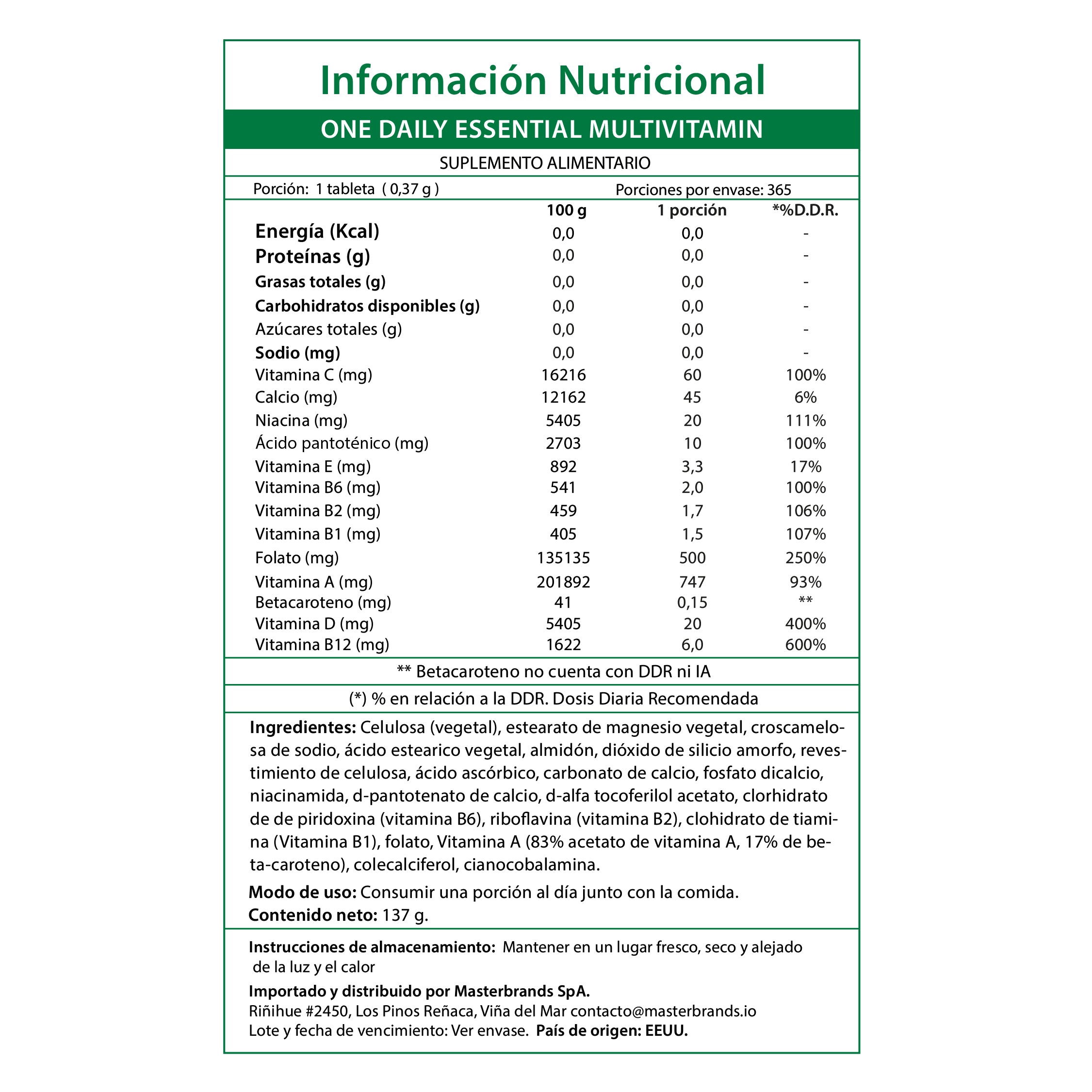 Multivitamínico One Daily - Comprimidos