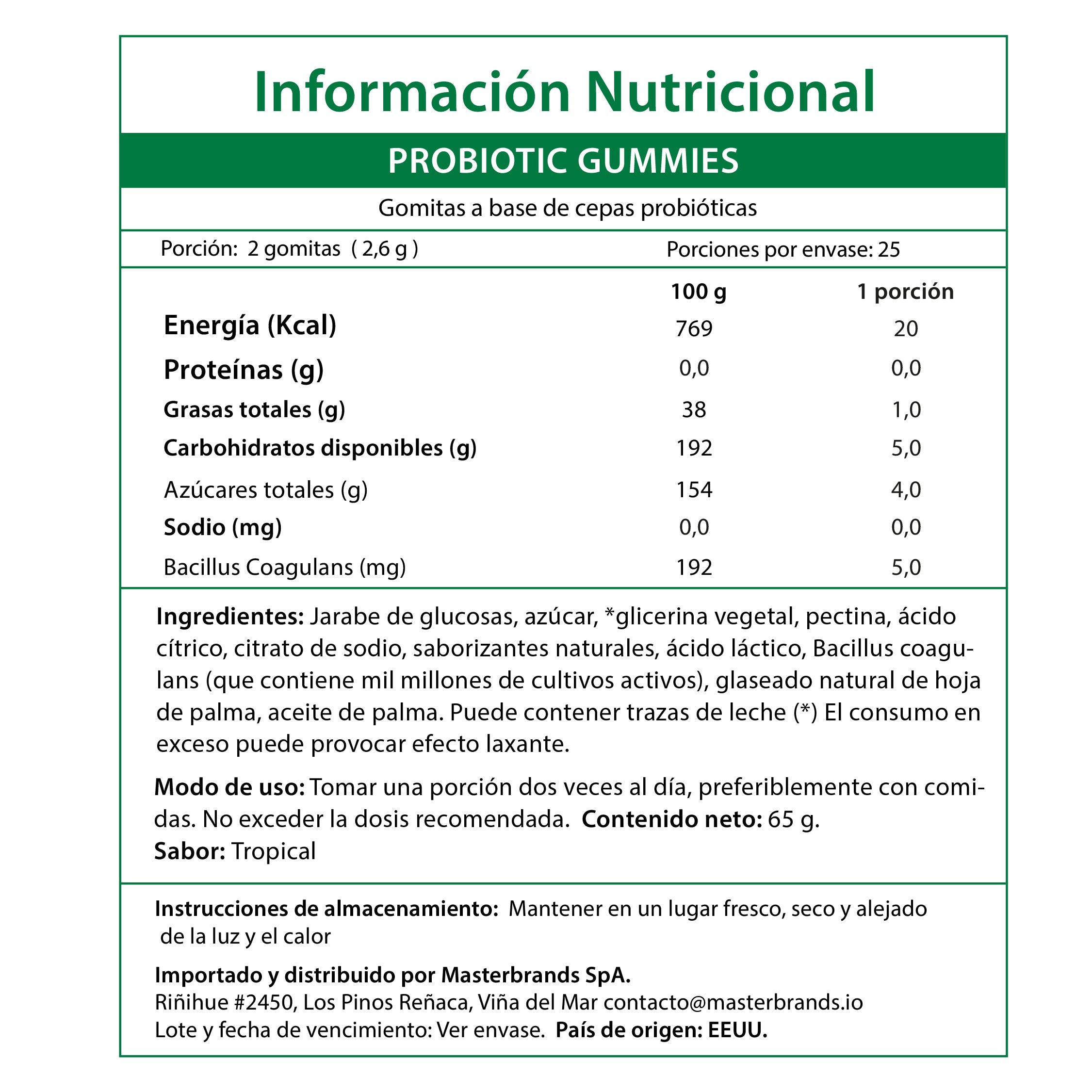 Gomitas de Probióticos - 50 Gomitas Veganas