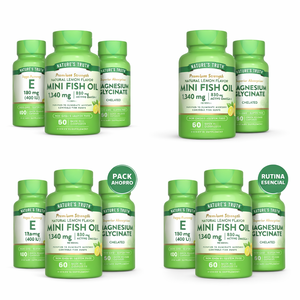 Pack "Corazón y Cerebro" - Omega 3 + Magnesio Glicinato + Vitamina E