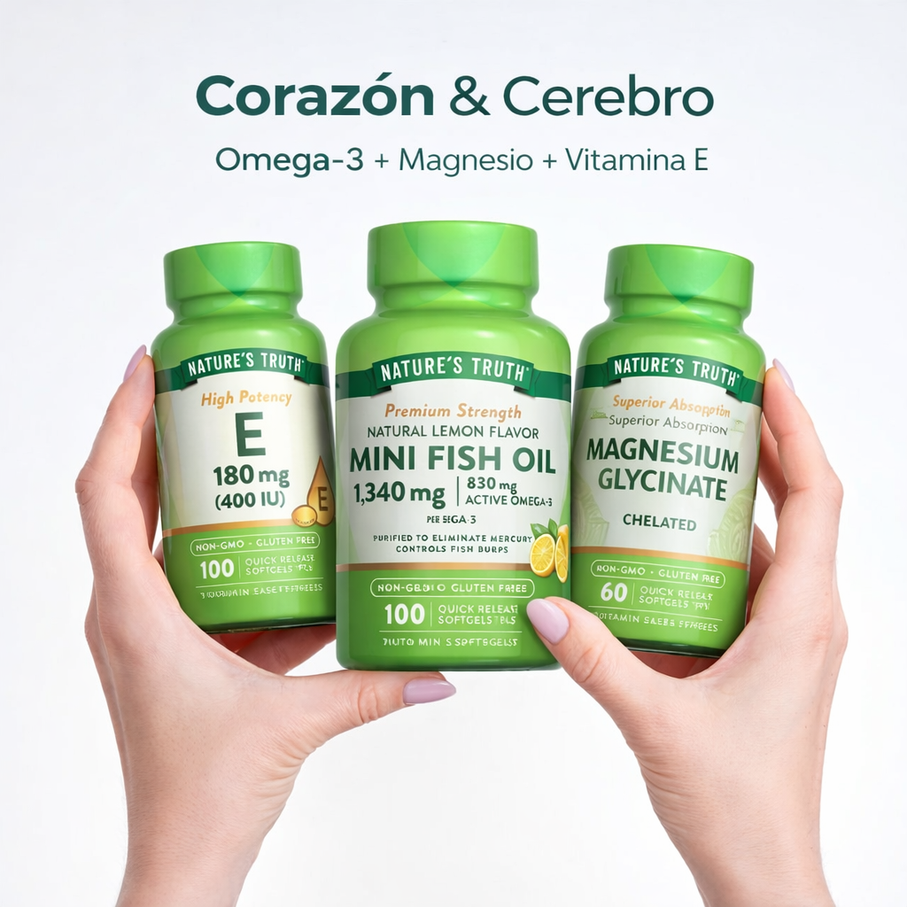 Pack "Corazón y Cerebro" - Omega 3 + Magnesio Glicinato + Vitamina E