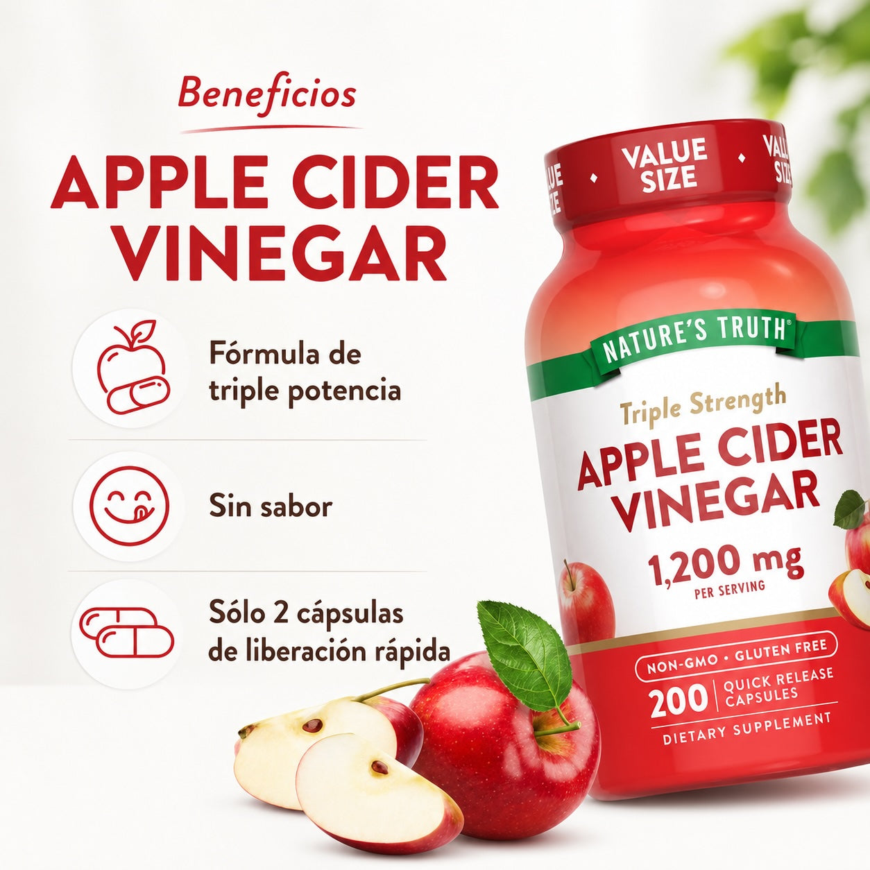 Vinagre de Manzana 1200 Mg -Cápsulas