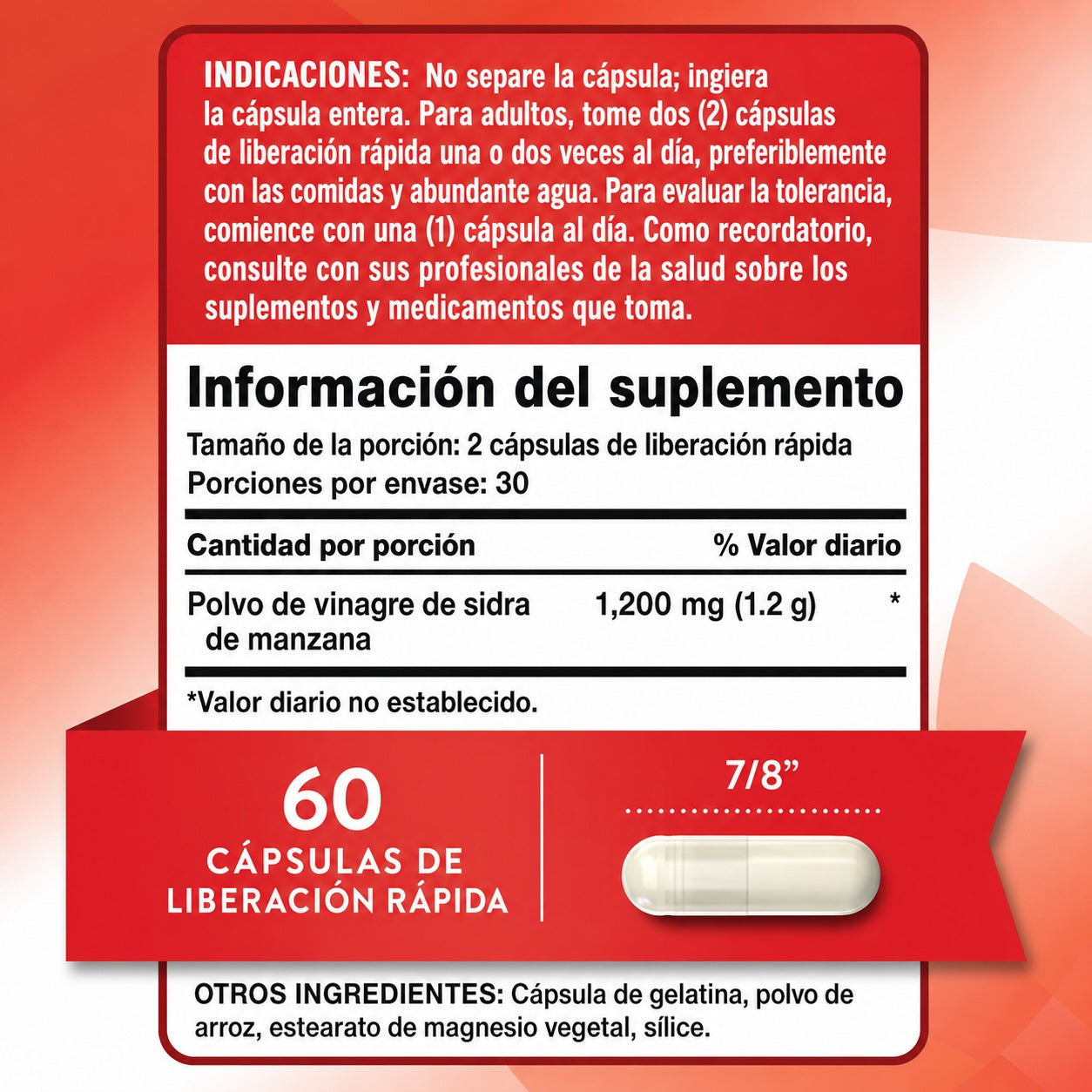 Vinagre de Manzana 1200 Mg -Cápsulas