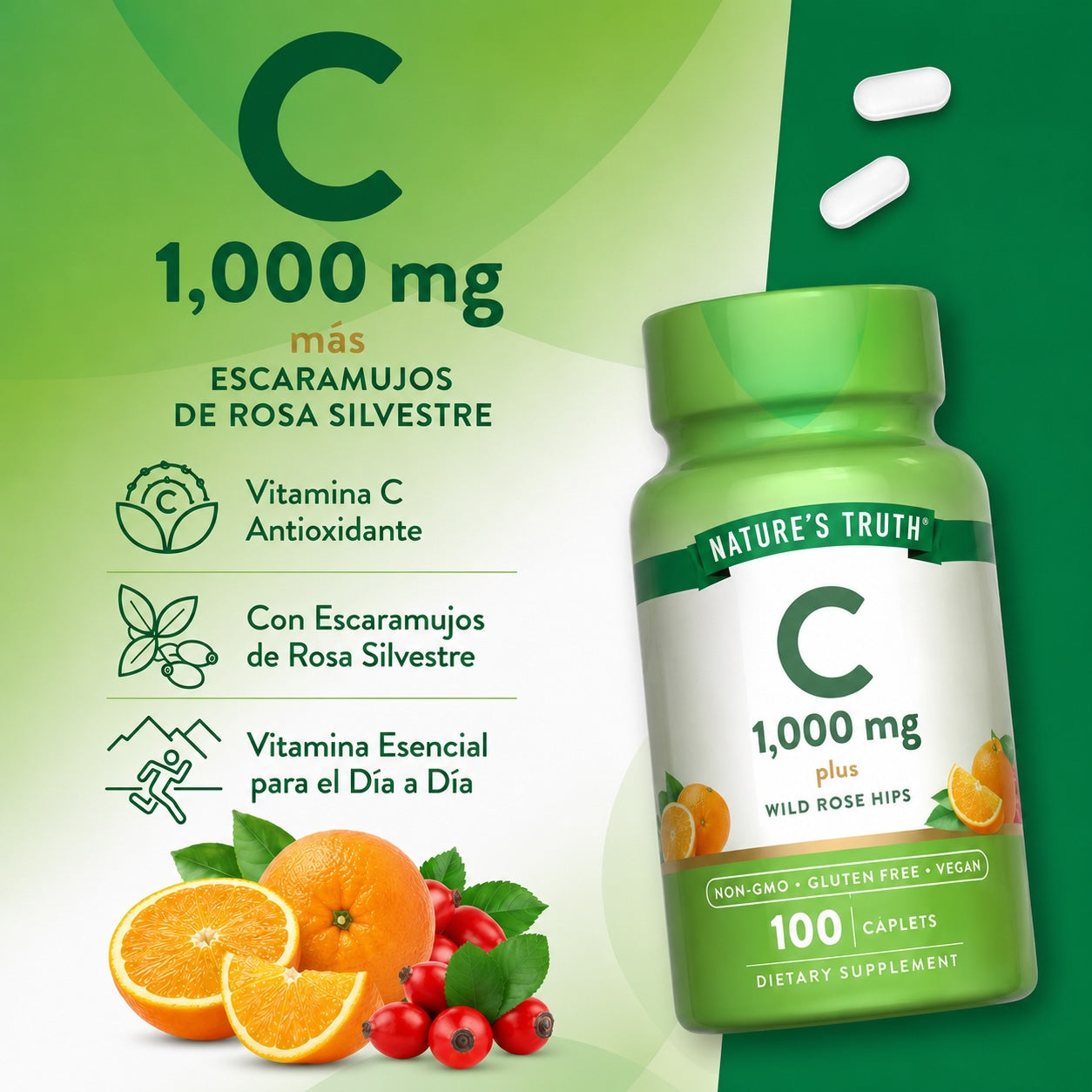 Vitamina C 1000 Mg & Wild Rose Hips - 100 Comprimidos